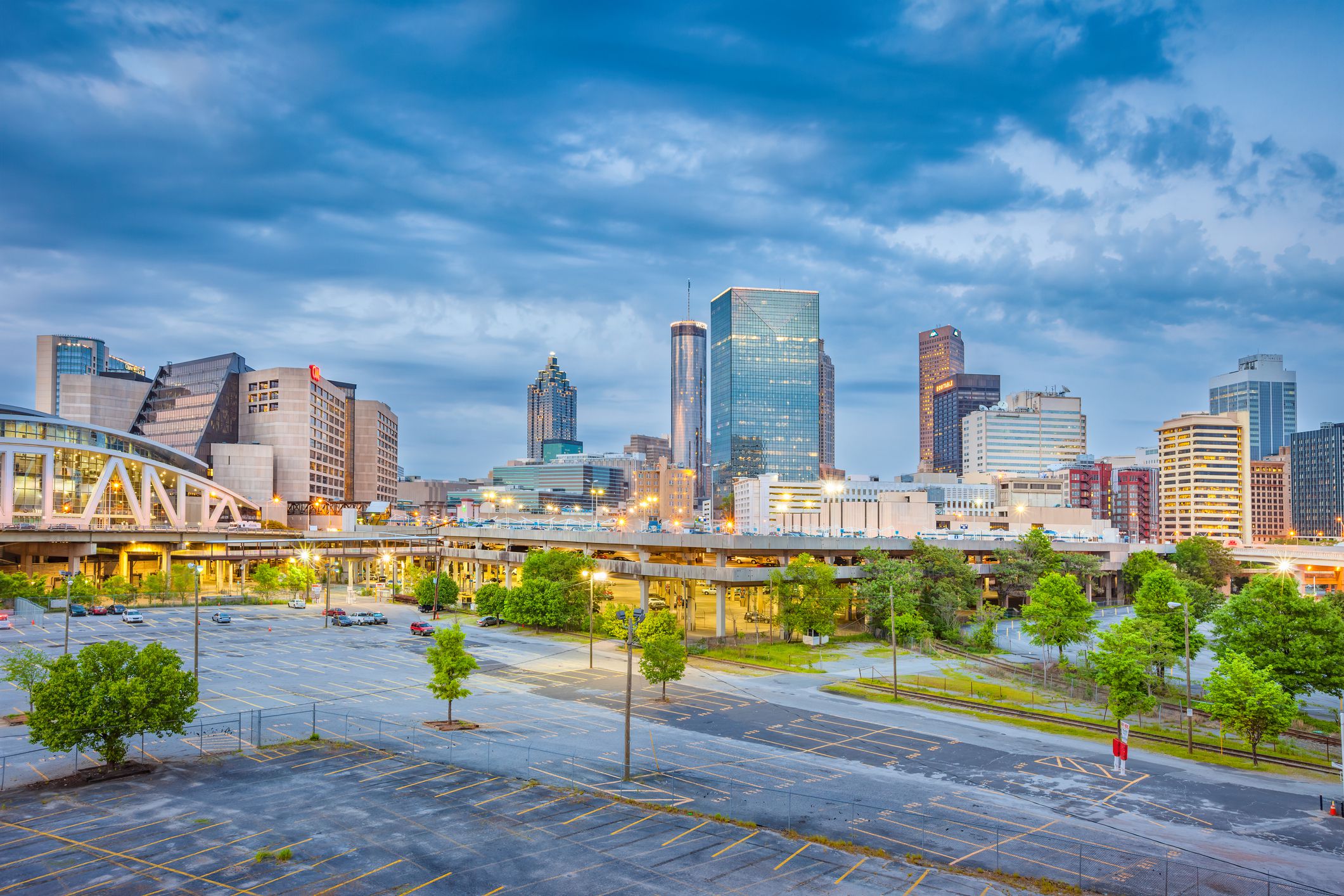 Skyline of downtown Atlanta Georgia USA in the evening