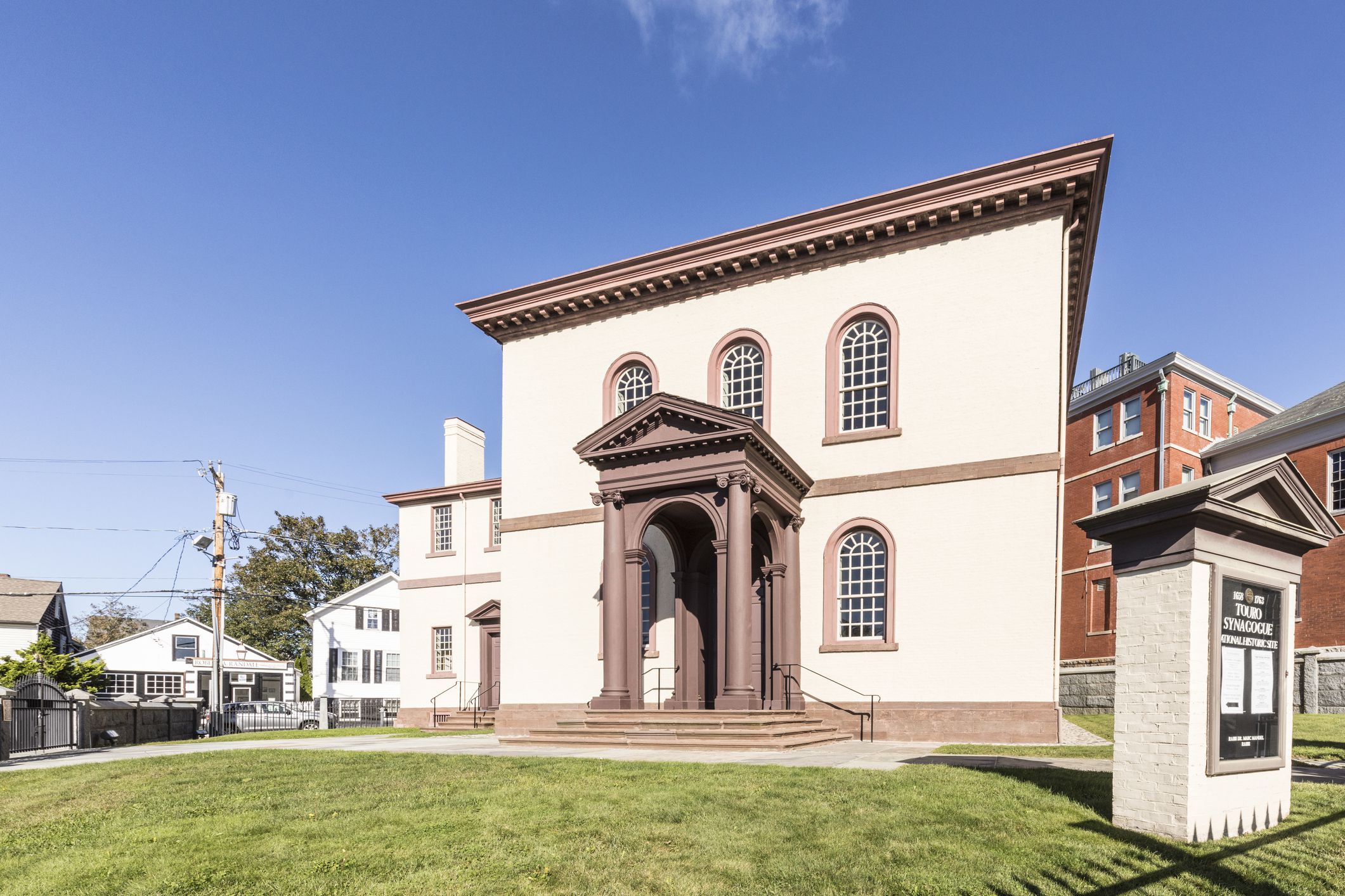 Newport, USA - September 23, 2017: The Touro Synagogue of the Jeshuat Israel Congretation is the oldest synagogue building in the United States, founded in 1658.