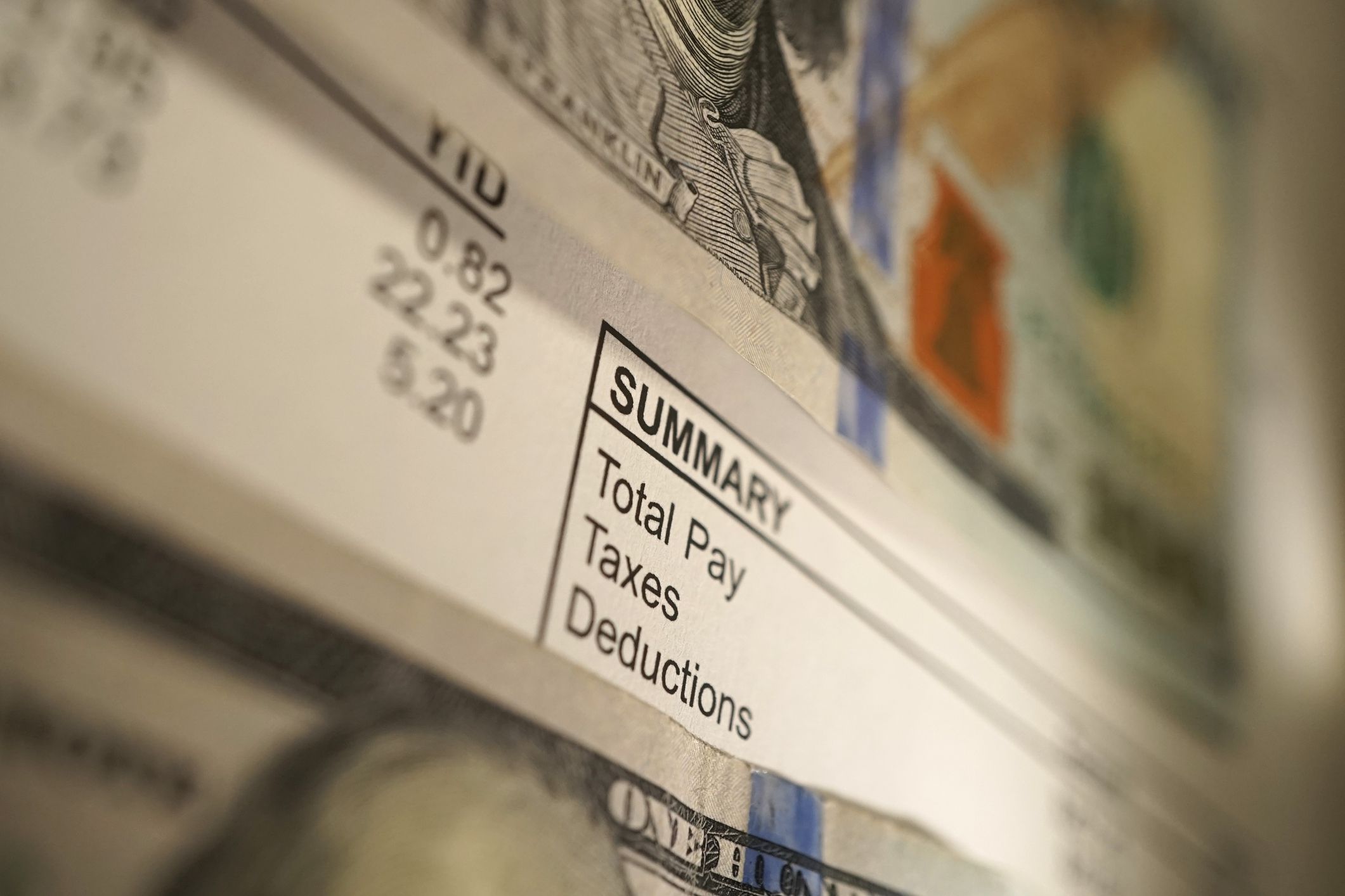 close up shot of paystub