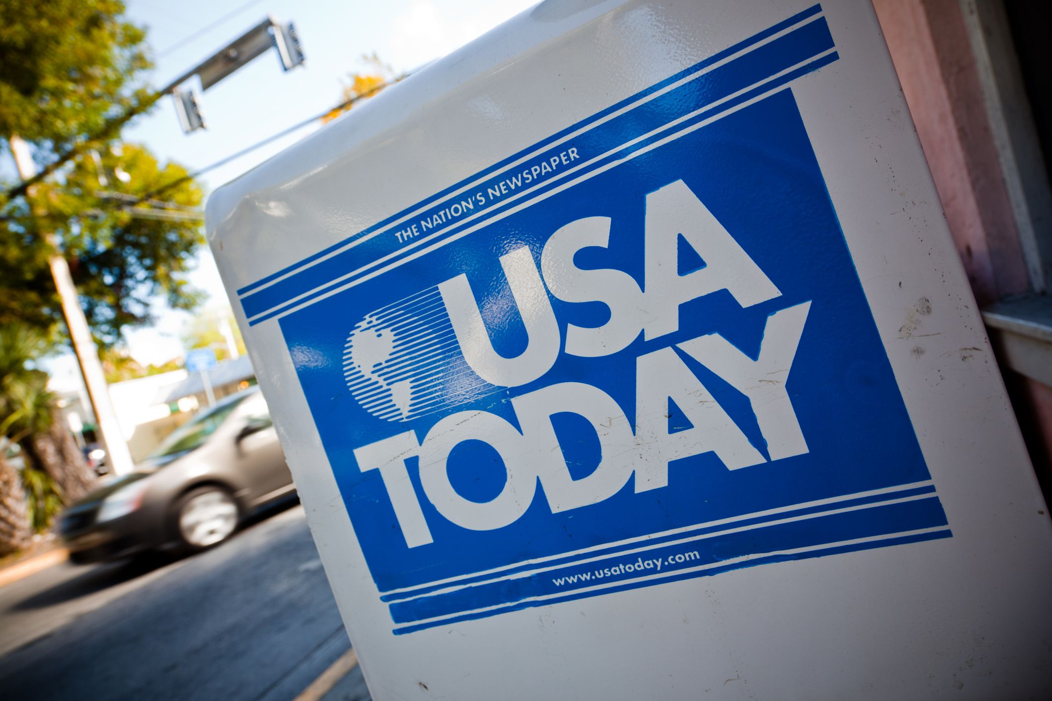 Key West, Florida, USA - March 20, 2011: close-up of a USA Today sign located on a news stand in a street of Key West.