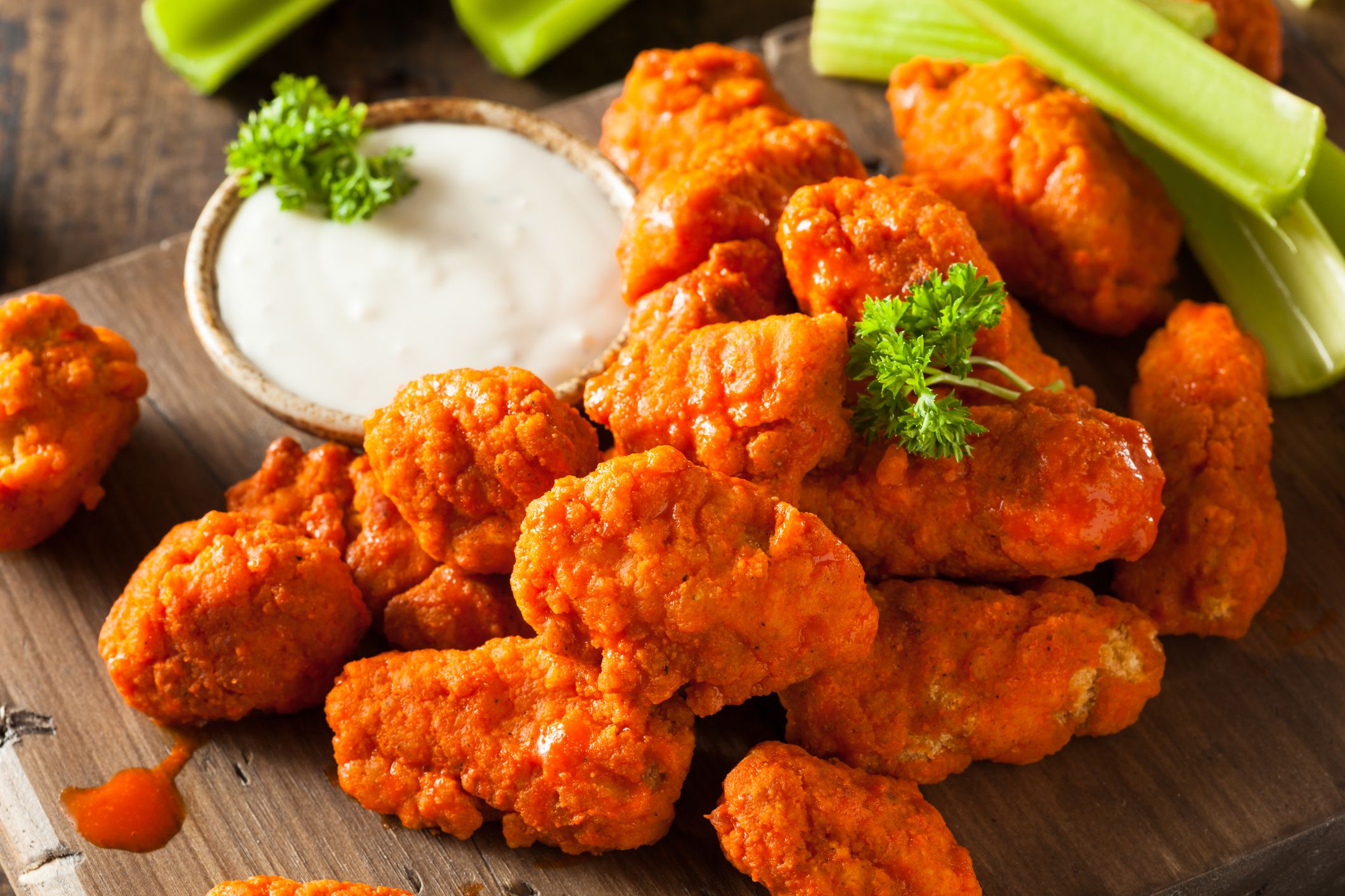 Hot and Spicy Boneless Buffalo Chicken Wings with Ranch