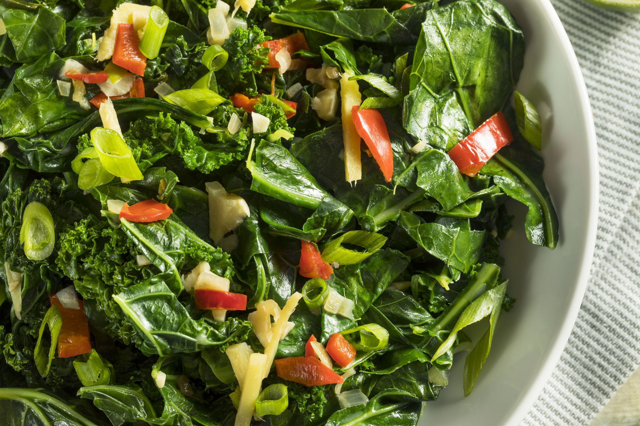 Homemade Organic Green Collard Greens with Pepper and Ginger