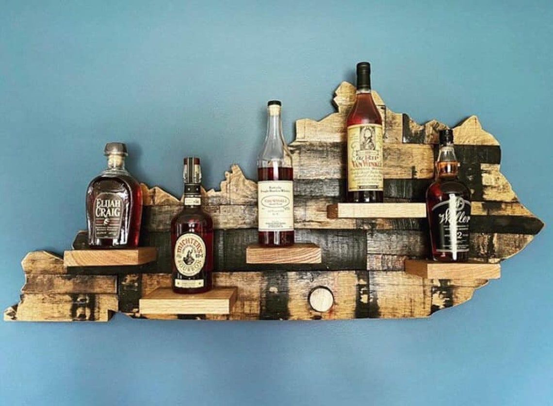 Custom 48” Bourbon Barrel Stave Kentucky Bottle Display