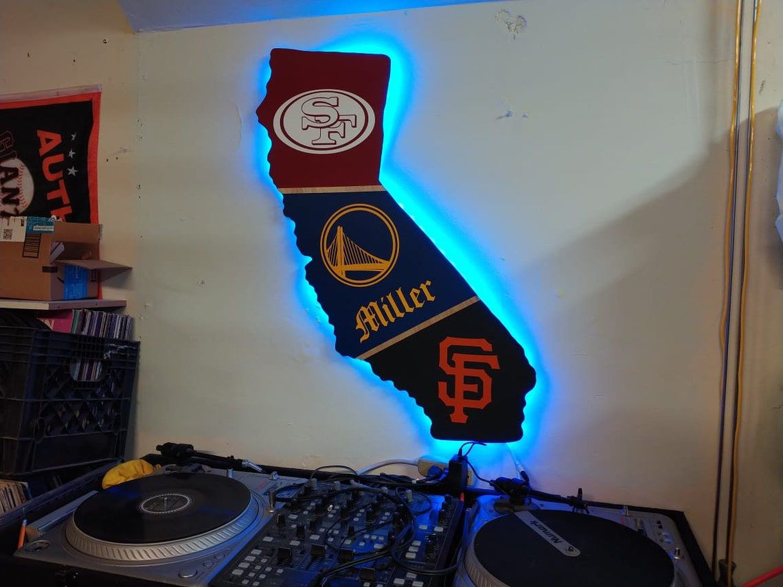 Any State/Any Team Wood LED Sign