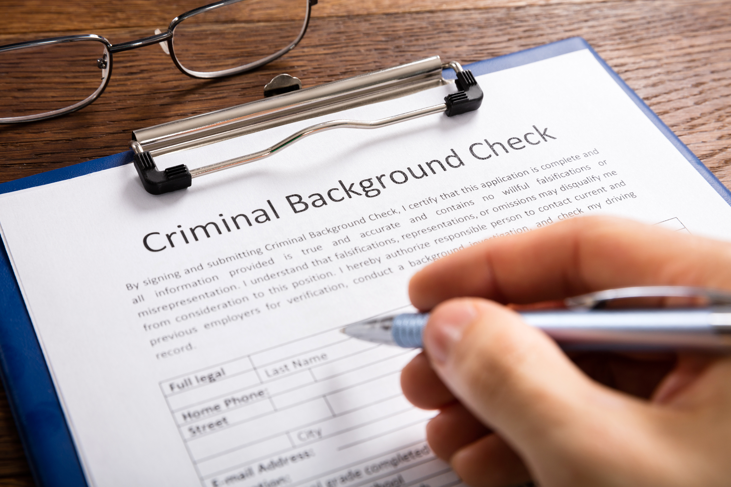 Filling out a background check