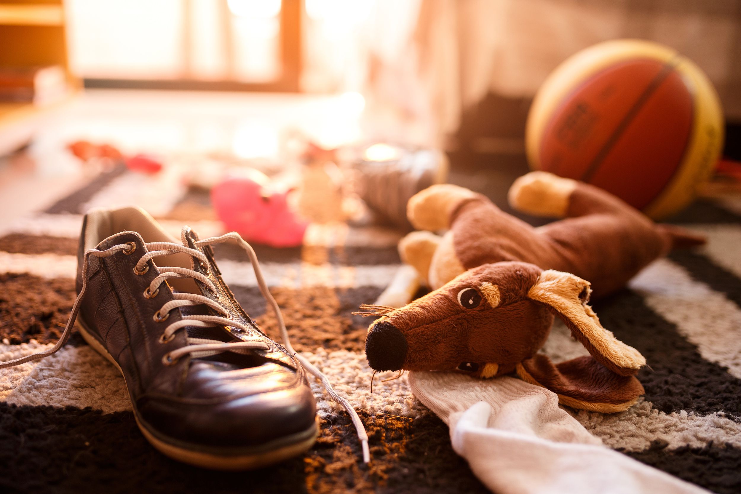 drop zone of home with shoe and toys