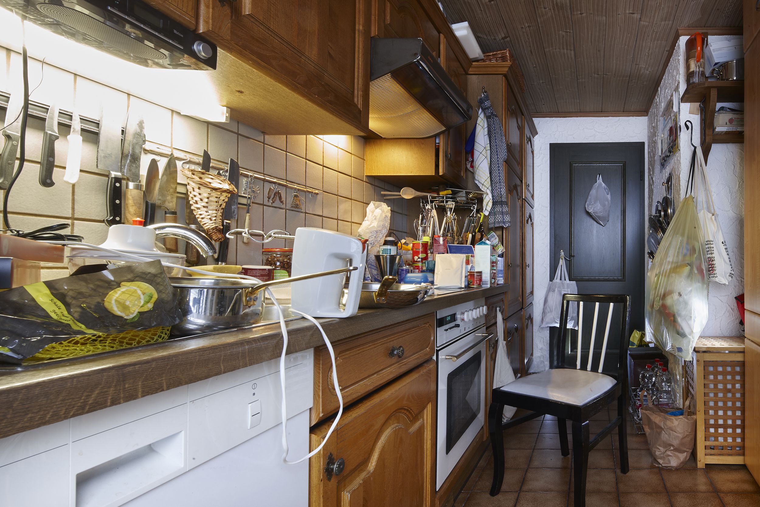 messy and cluttered unclean kitchen