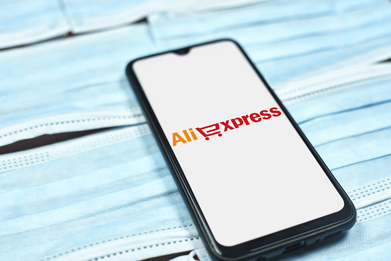 Aliexpress logo on mobile phone display