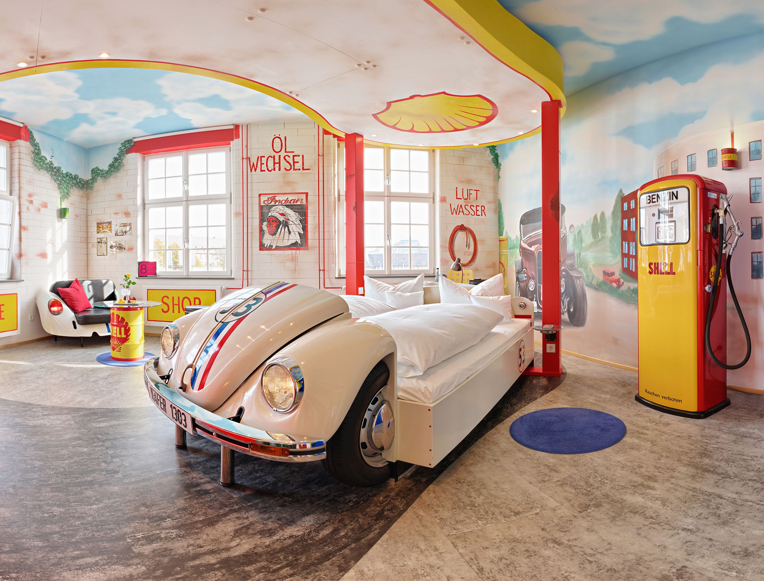 Interior of Gas Station Room of V8 Hotel, Stuttgart, Germany