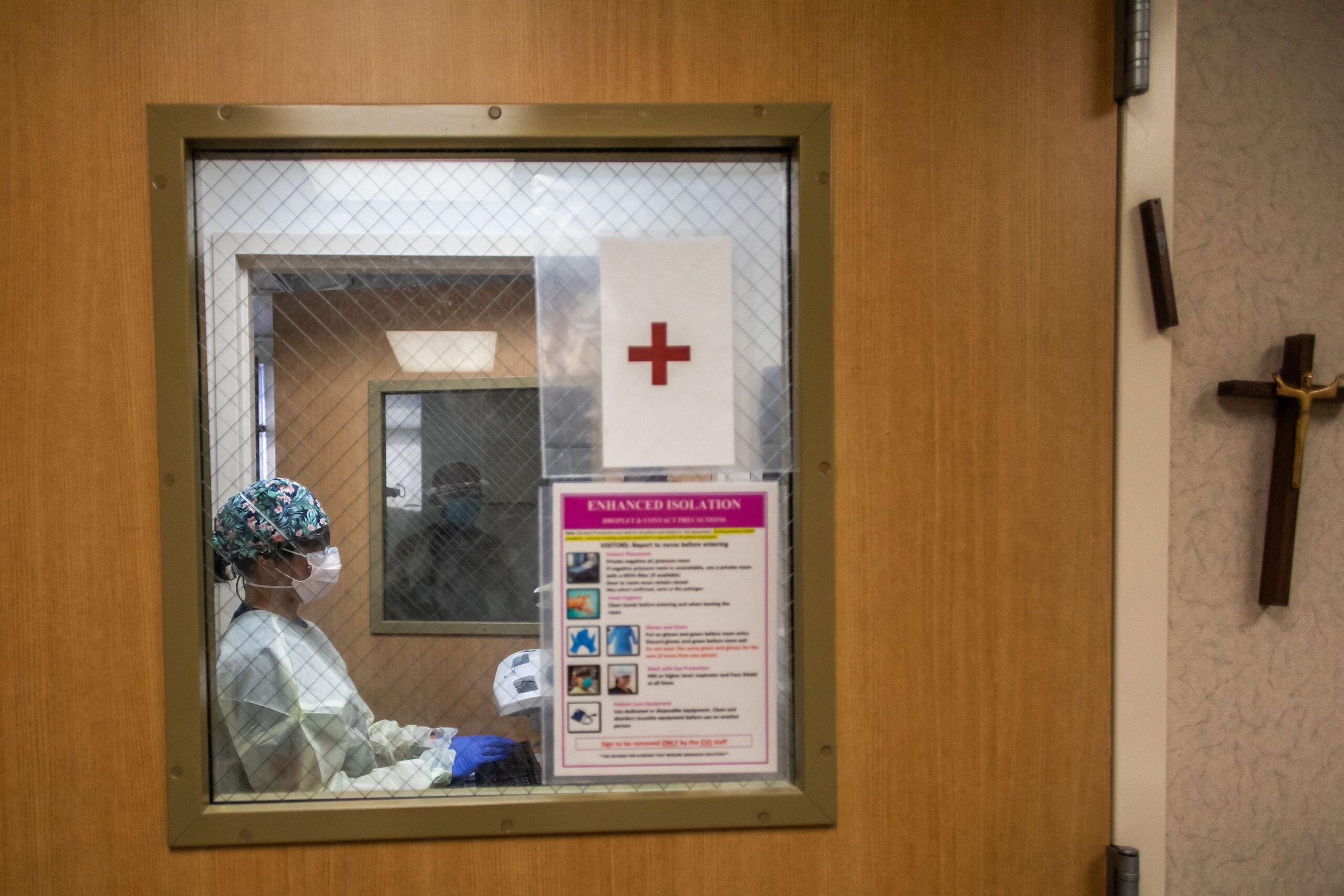 Registered nurse Christie Lindog works at the Cardiovascular Intensive Care Unit at Providence Cedars-Sinai Tarzana Medical Center in Tarzana, California on September 2, 2021.