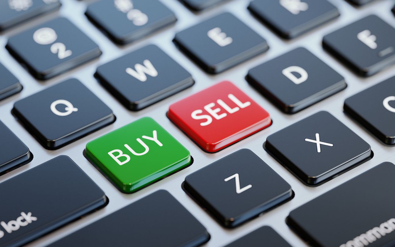 Modern Computer Keyboard With Buy And Sell Buttons