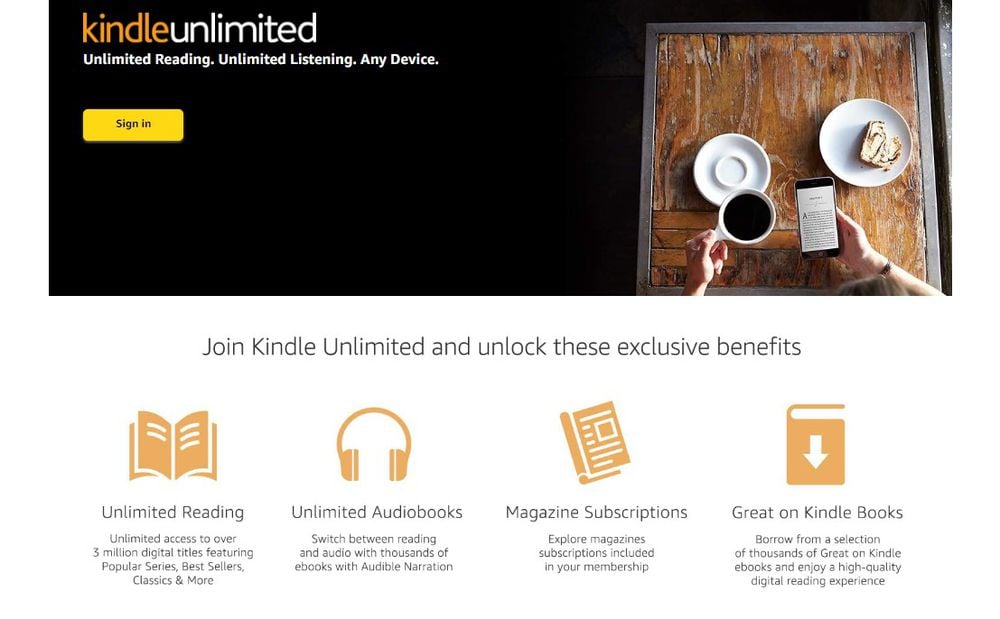 Kindle Unlimited Landing Page