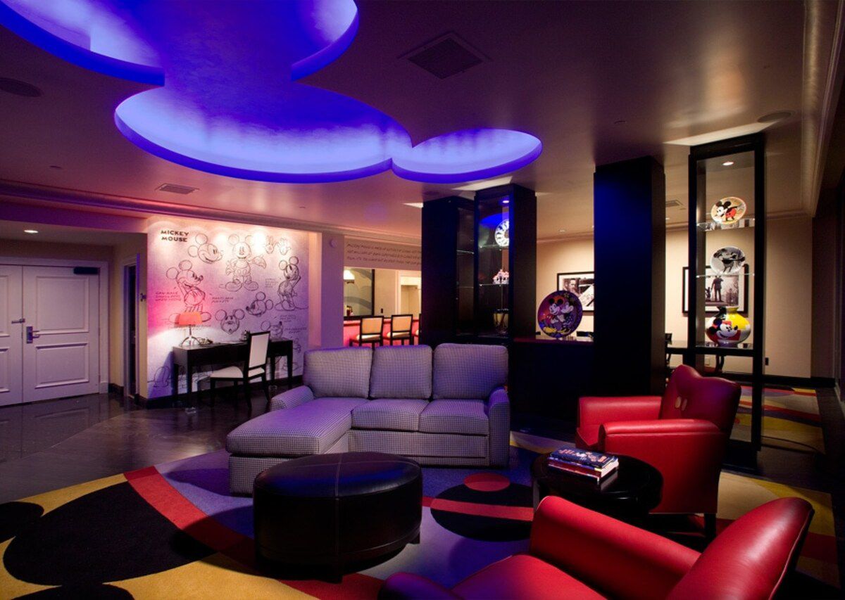 Living Room in the Foreground with Kitchen in the Background of Mickey Mouse Penthouse of Disneyland Hotel, Anaheim, California