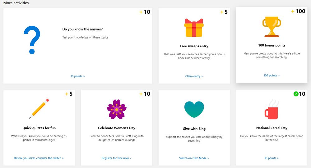 Microsoft Rewards Activities