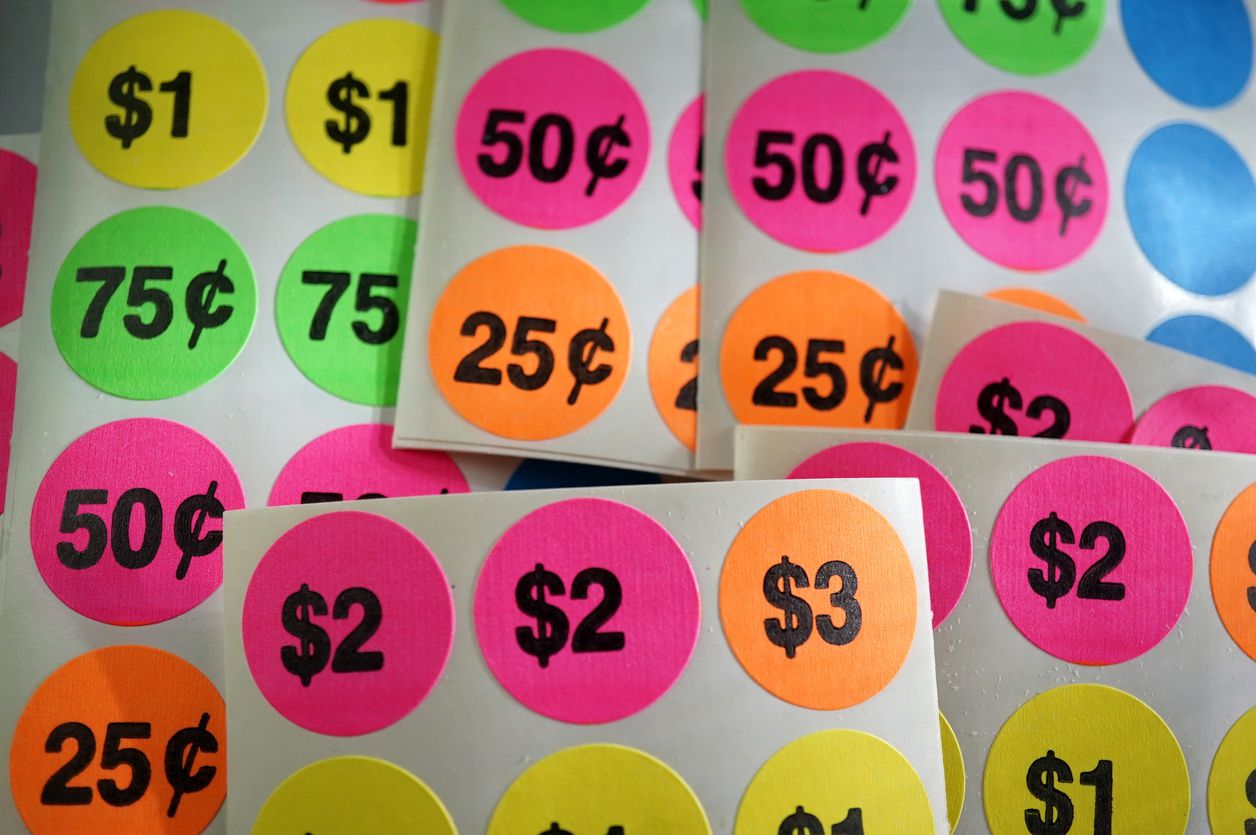 close up shot of price stickers