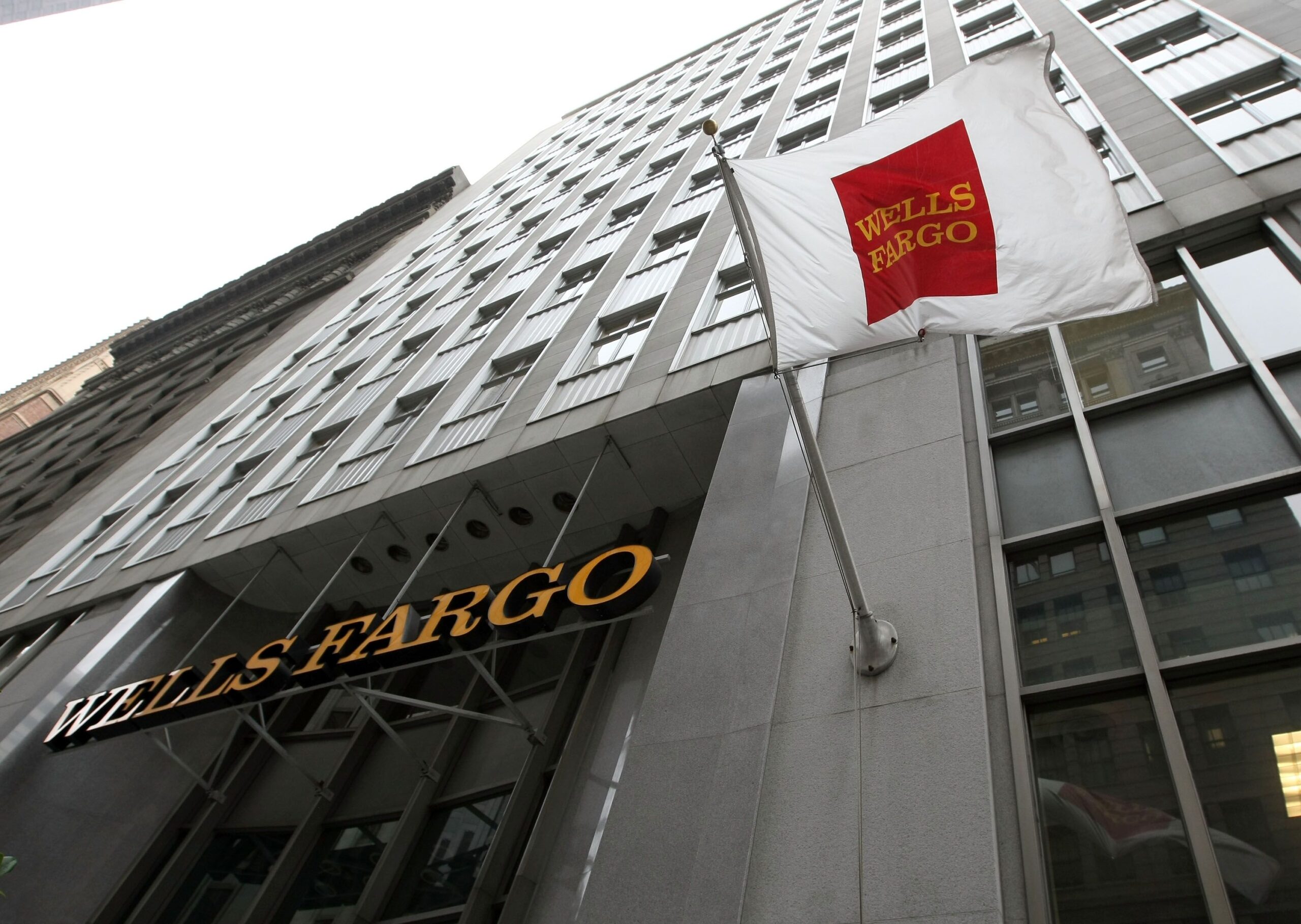 A flag waves outside of a Wells Fargo bank branch October 3, 2008 in San Francisco, California.