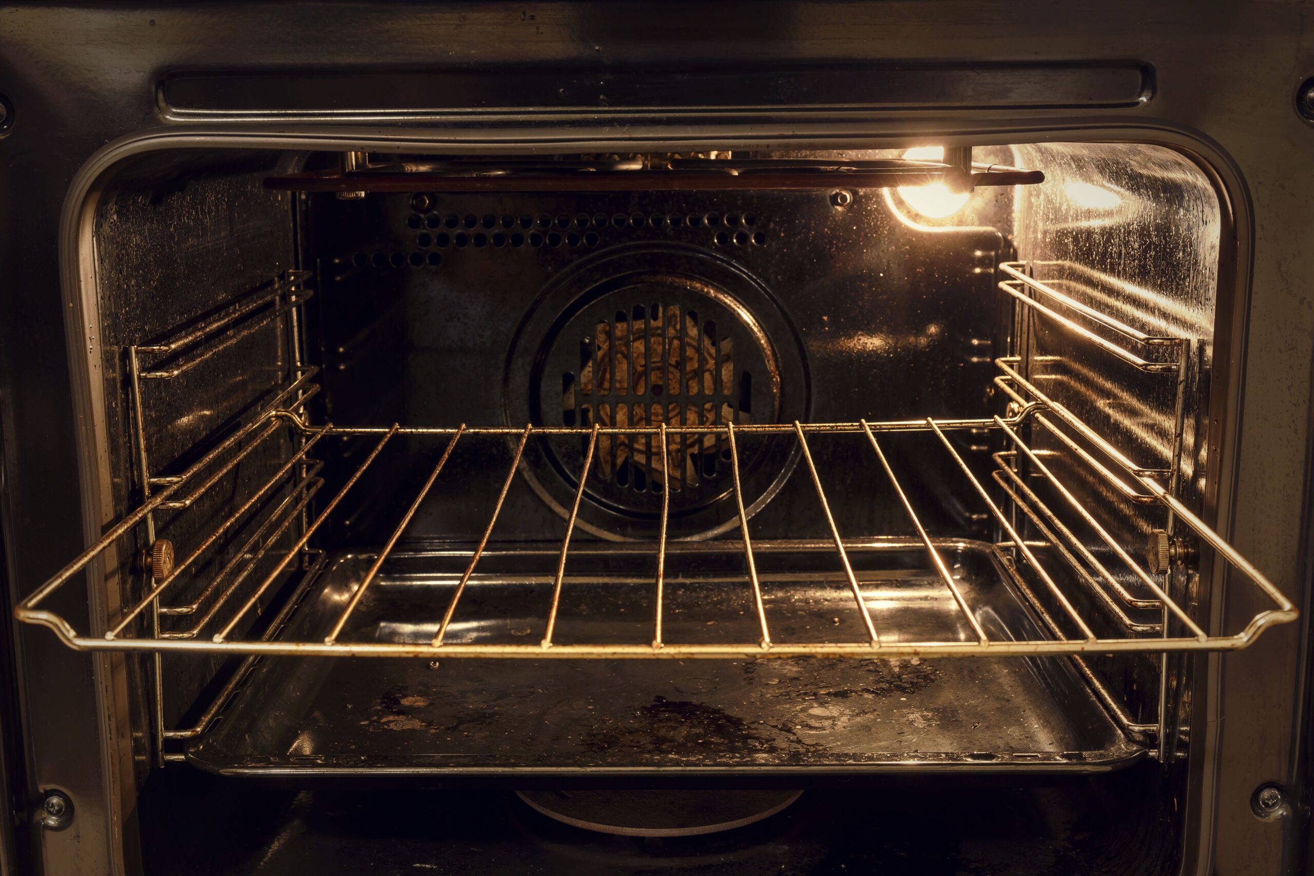 inside of dirty oven