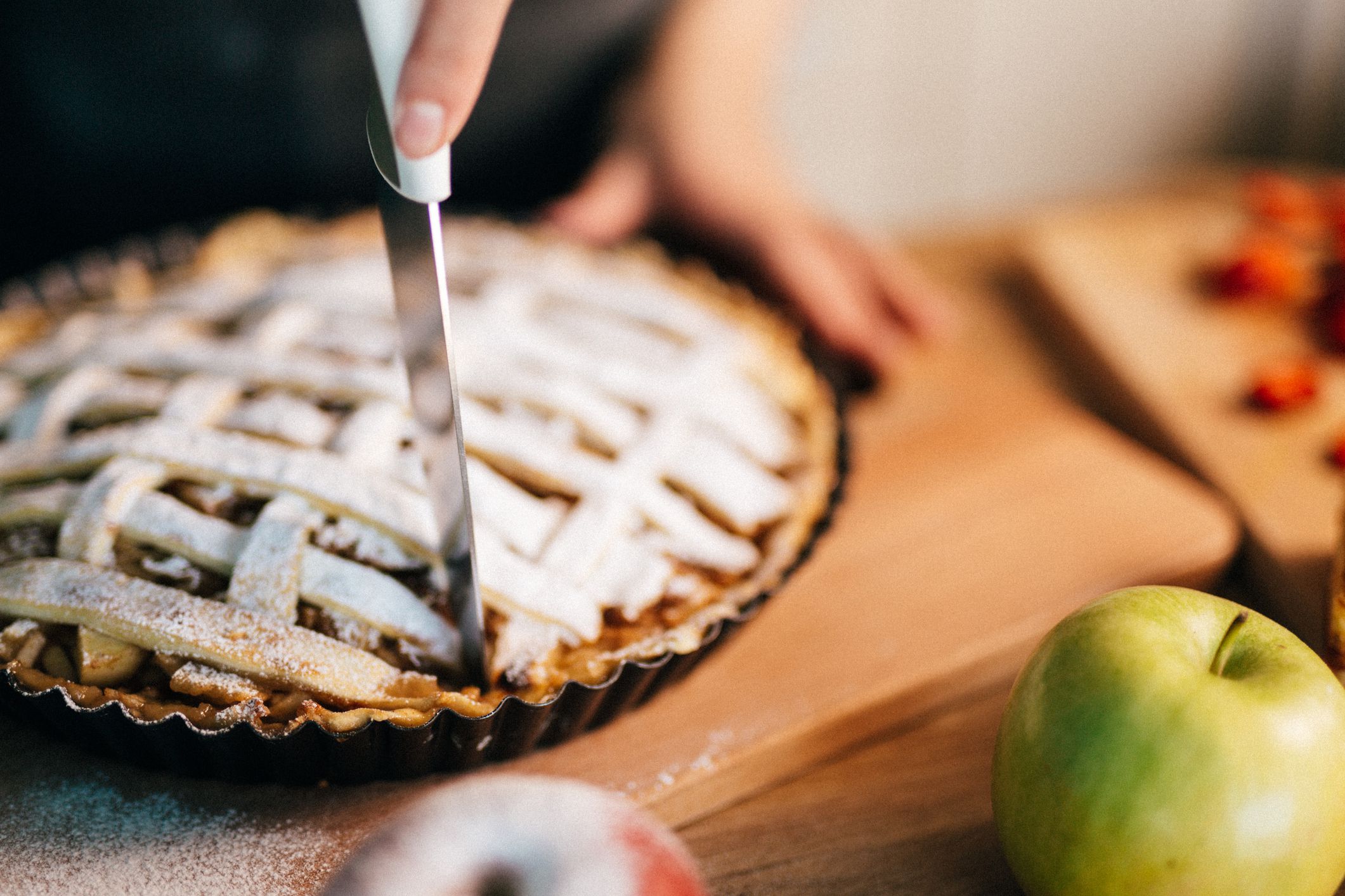 Woman making apple pie
