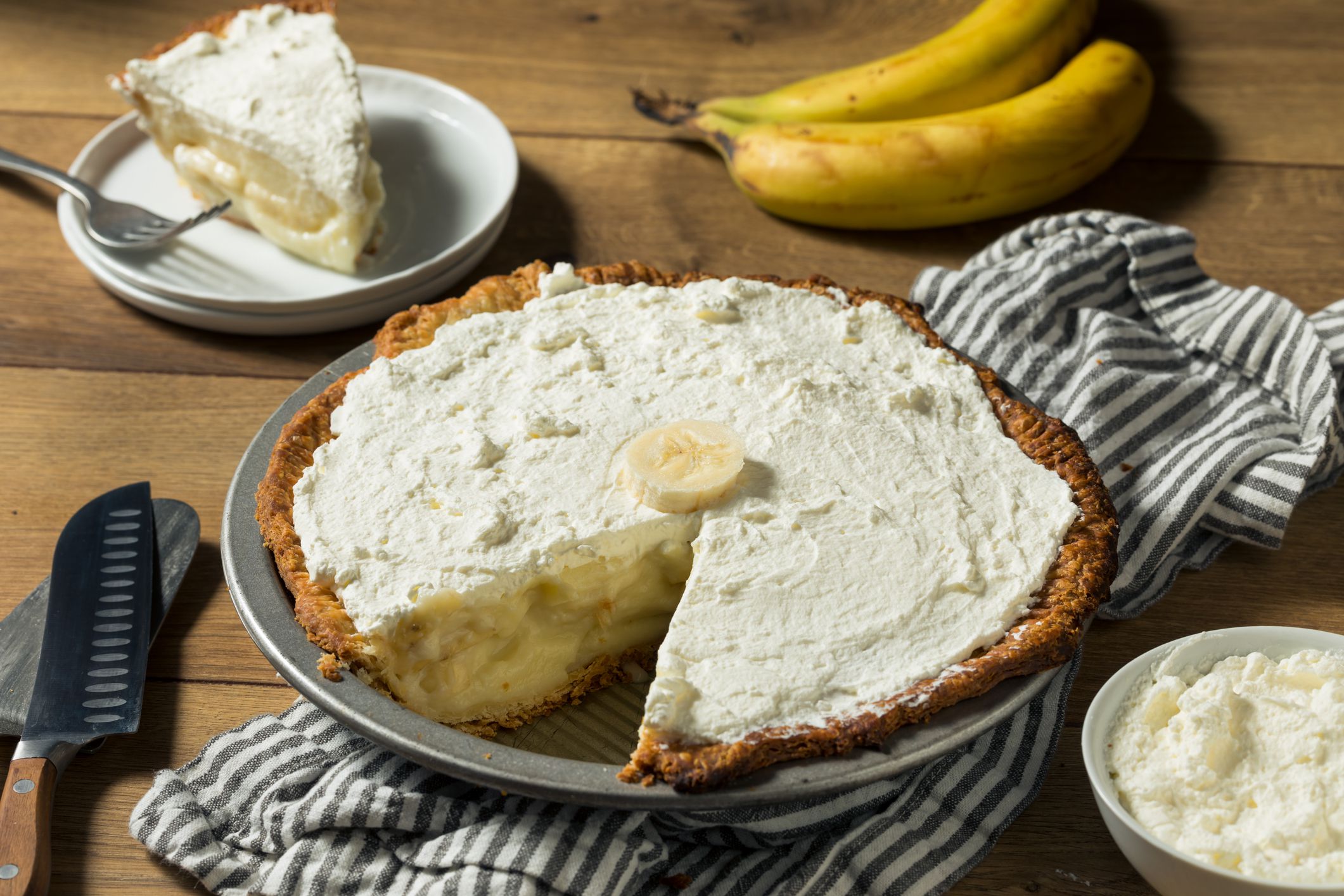 Homemade Sweet Banana Cream Pie Ready to Eat