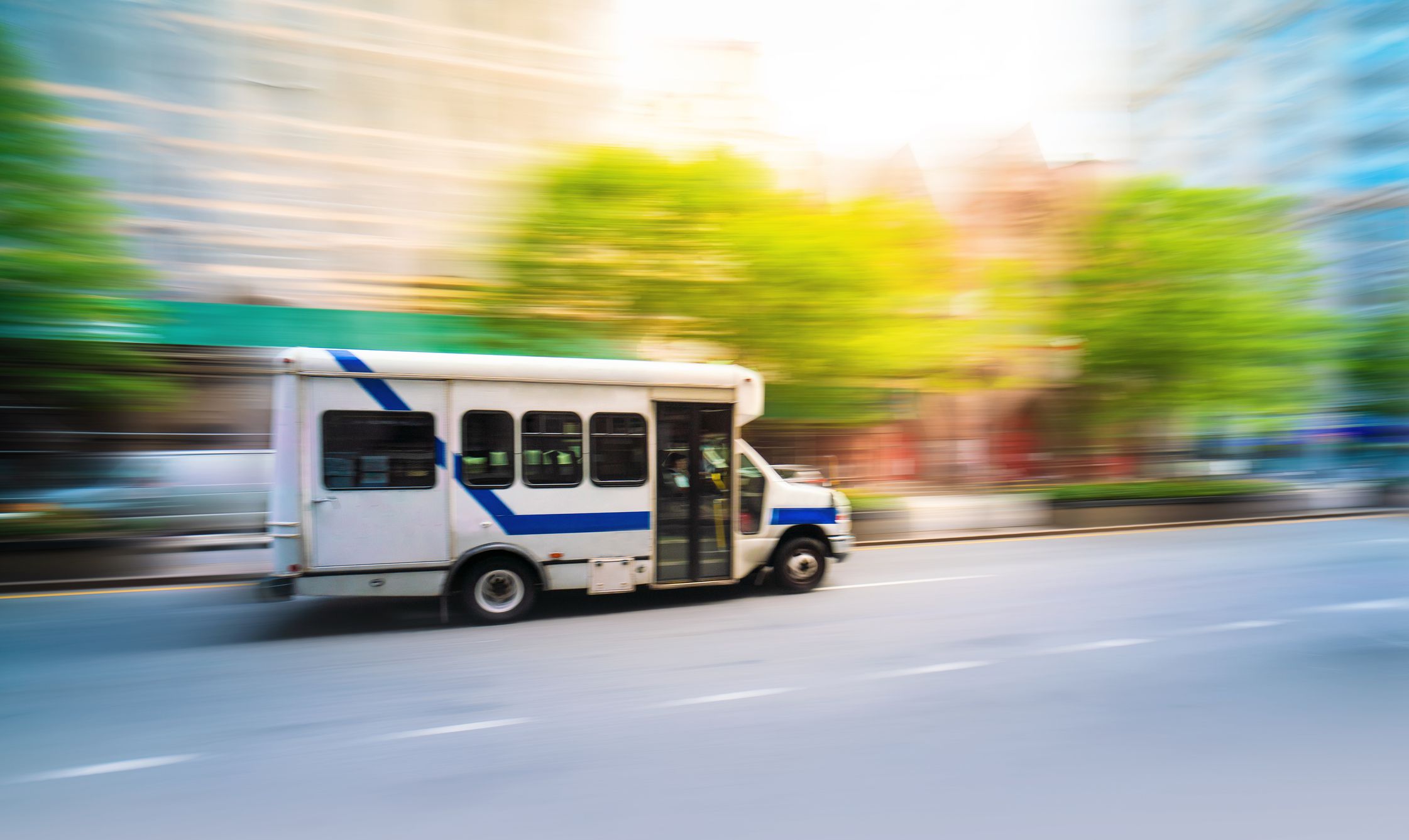 Shuttle passenger bus in Manhattan, New York