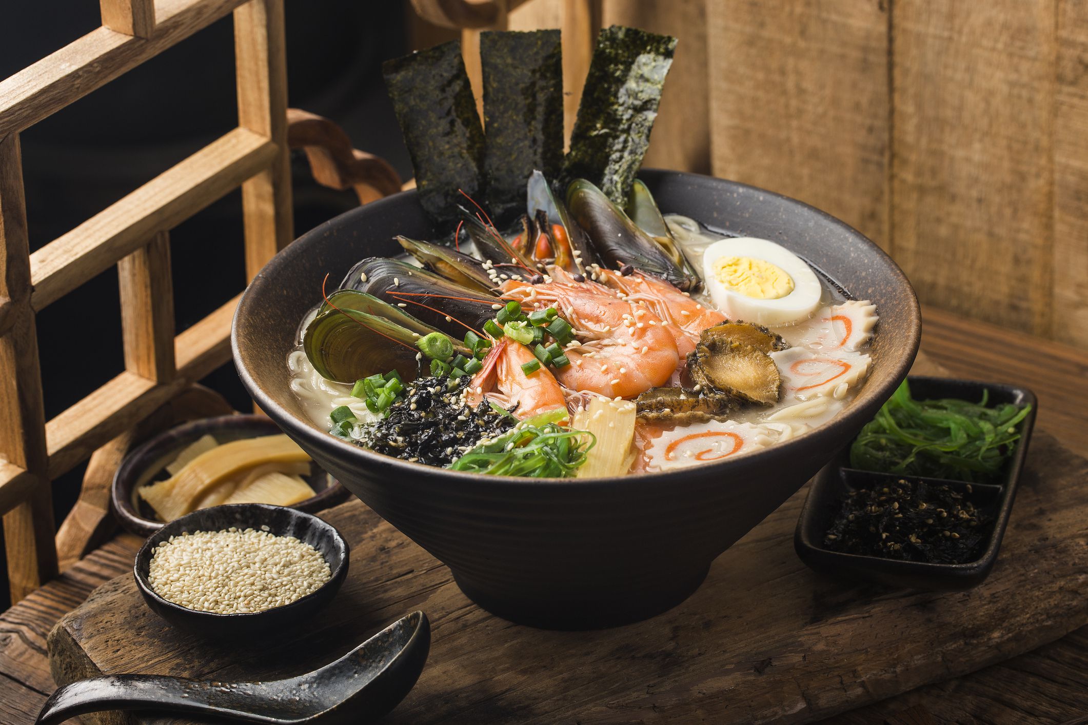 A bowl of Japanese Seafood Ramen
