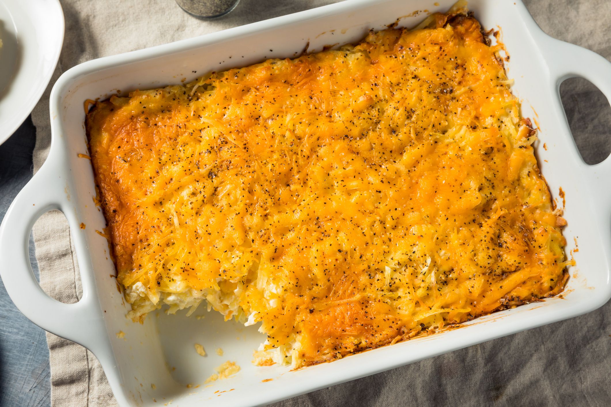 Homemade Cheesy Hashbrown Casserole with Potatoes and Cream