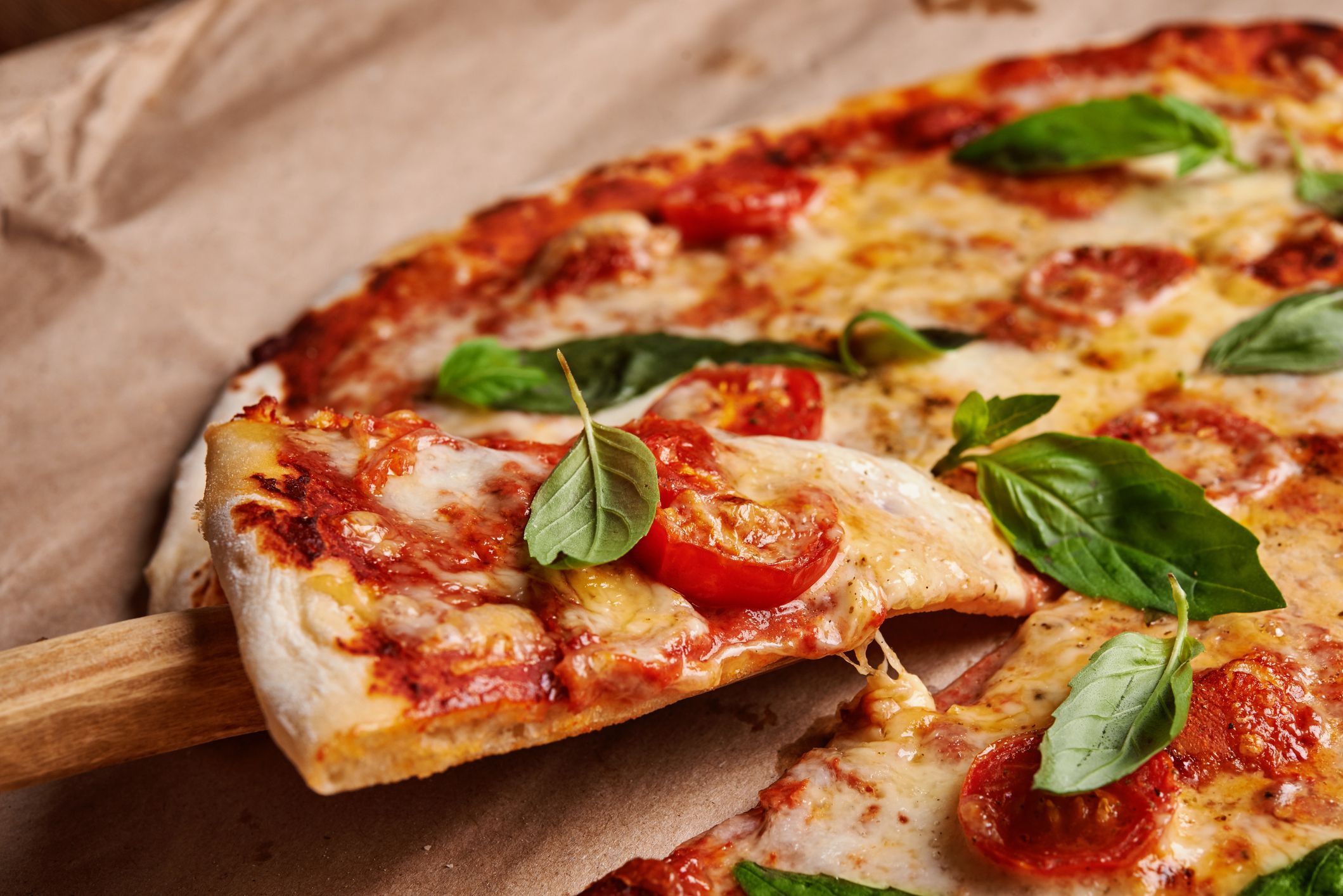 homemade pizza margarita close up