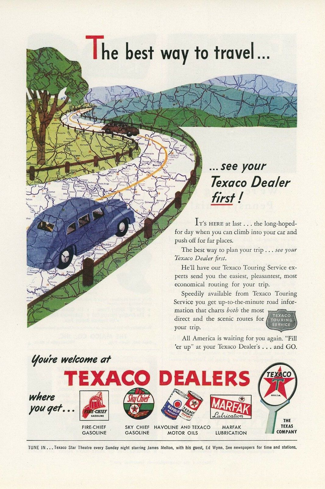 1946 gas station advertisement