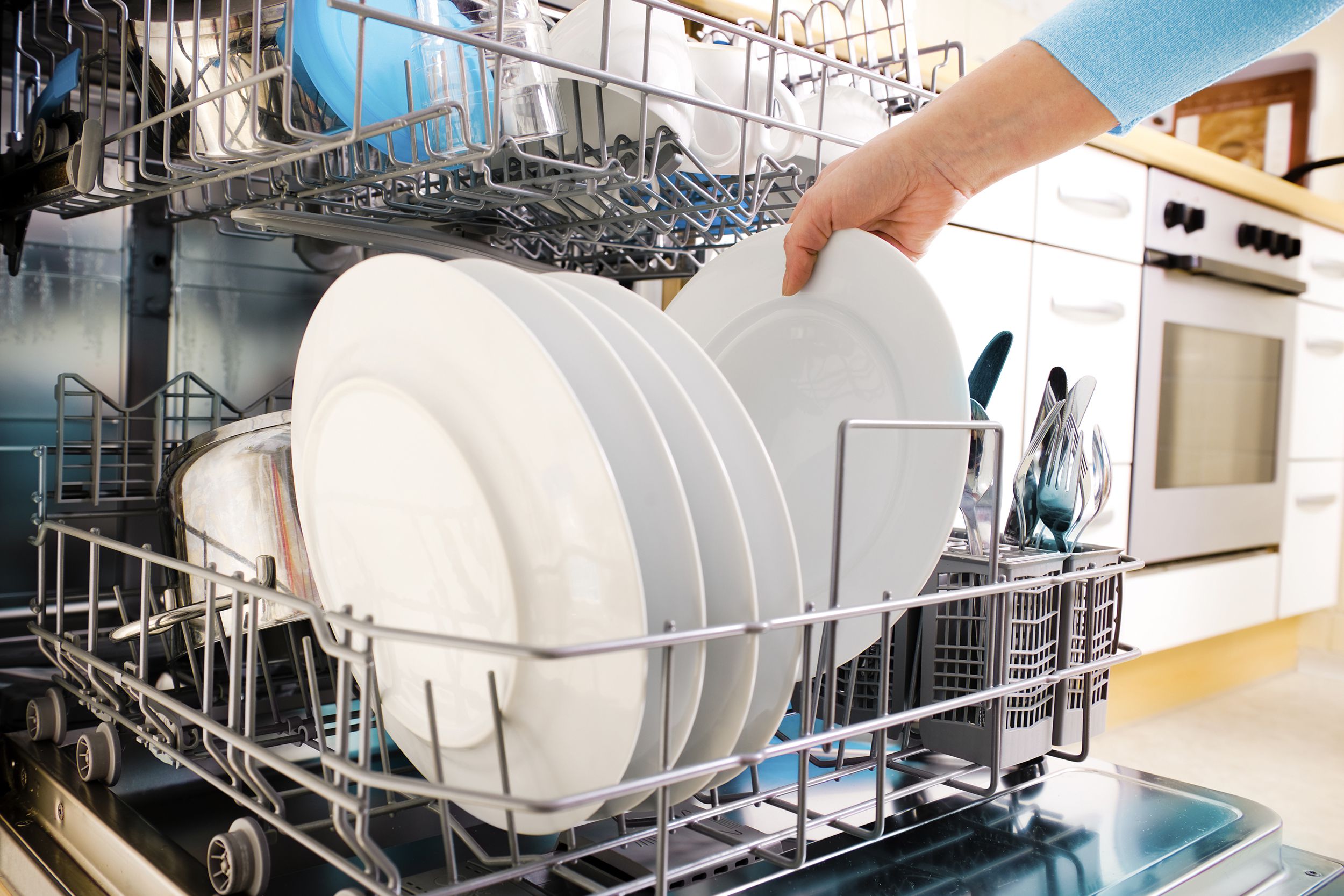 taking dishes out of dishwasher
