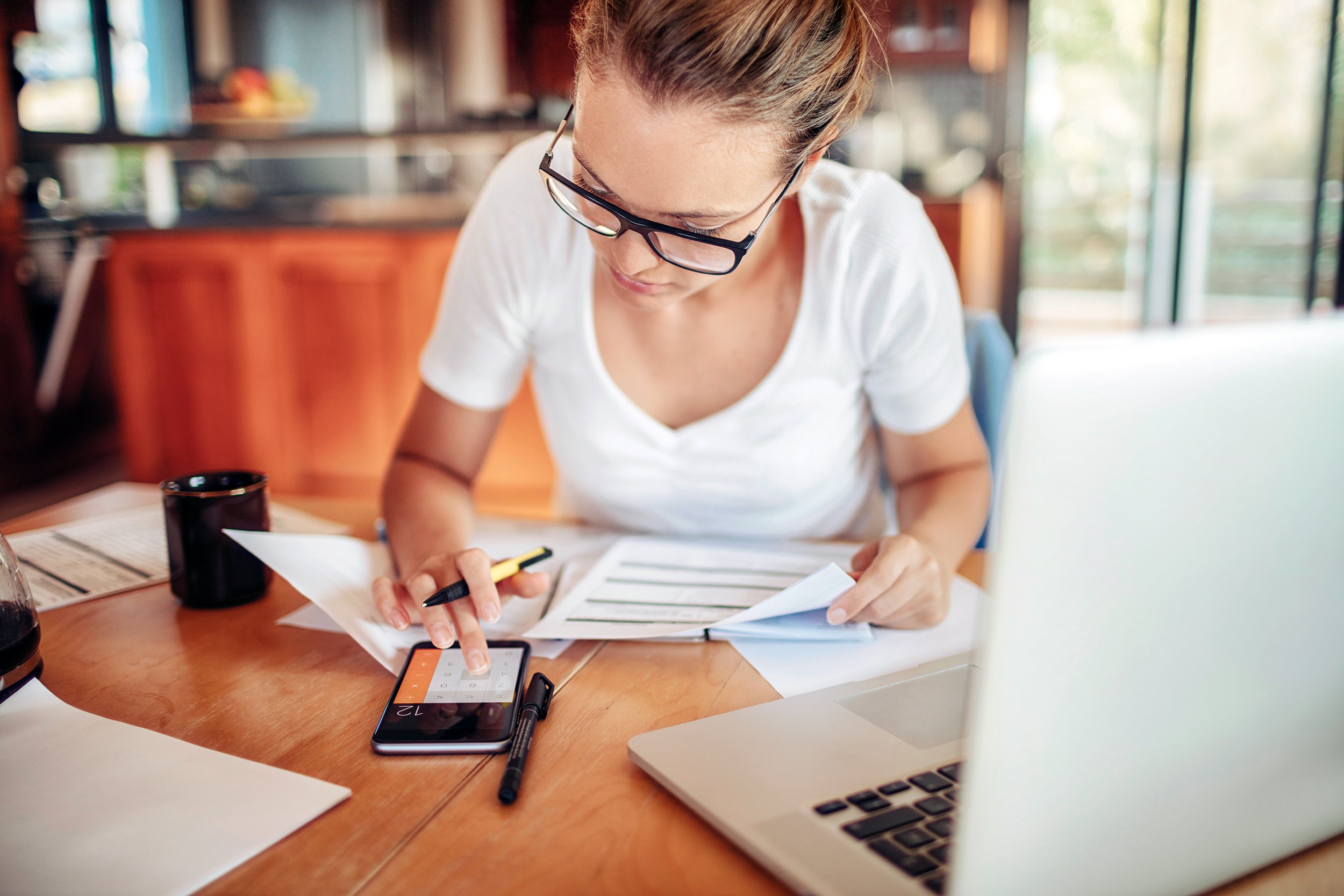woman working at home