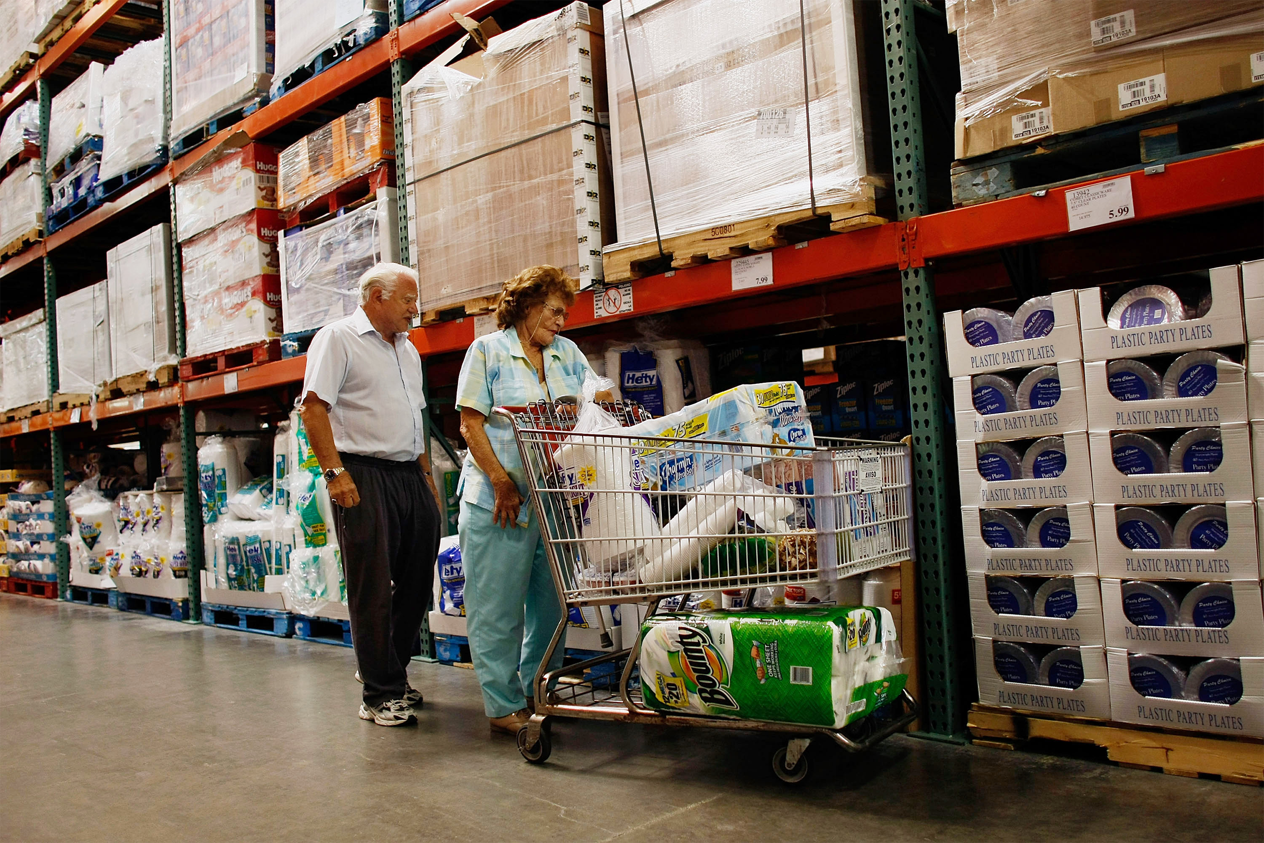 Senior couple shopping at Costco