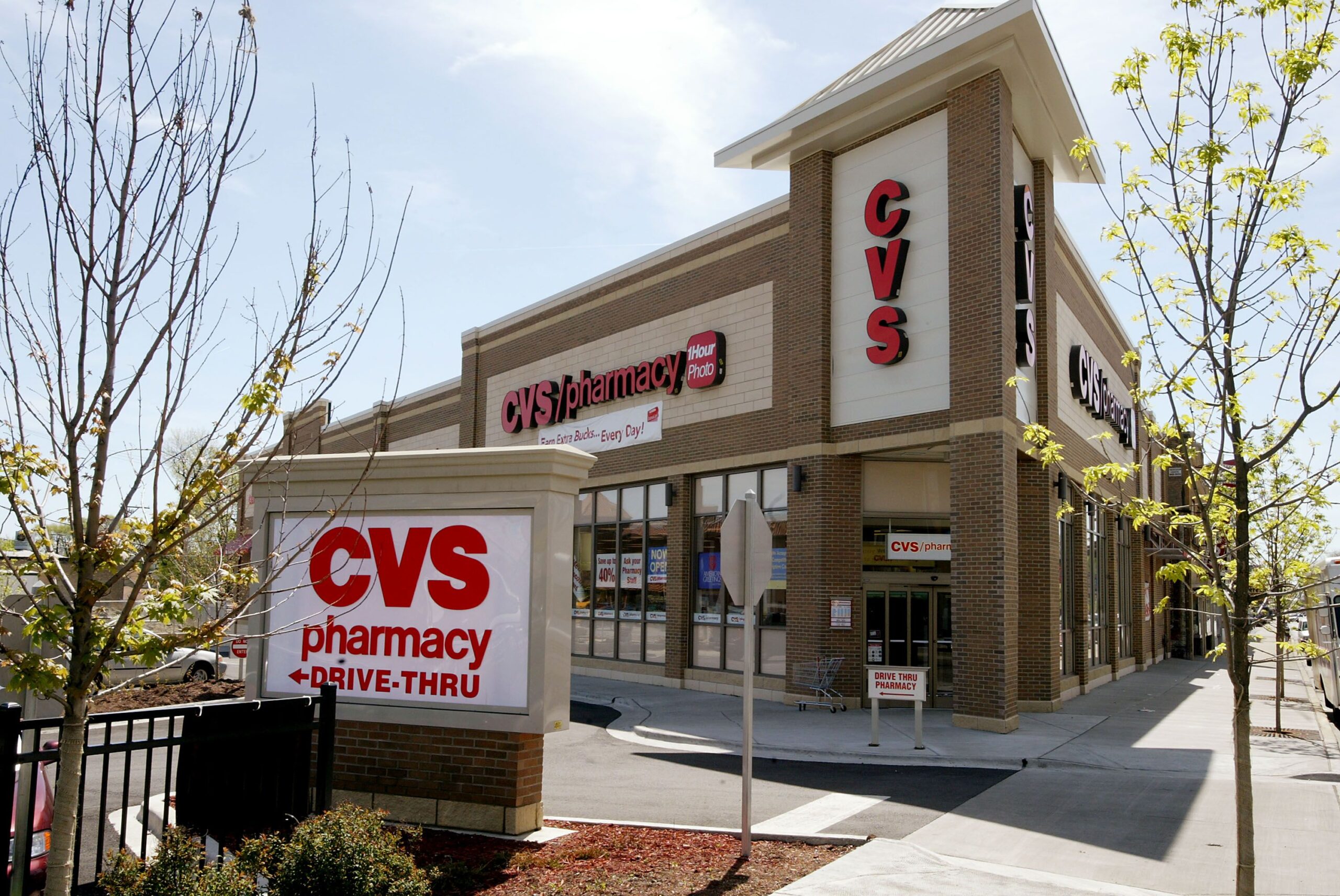 A sign marks the location of a newly-opened CVS pharmacy May 5, 2004 in Chicago, Illinois.