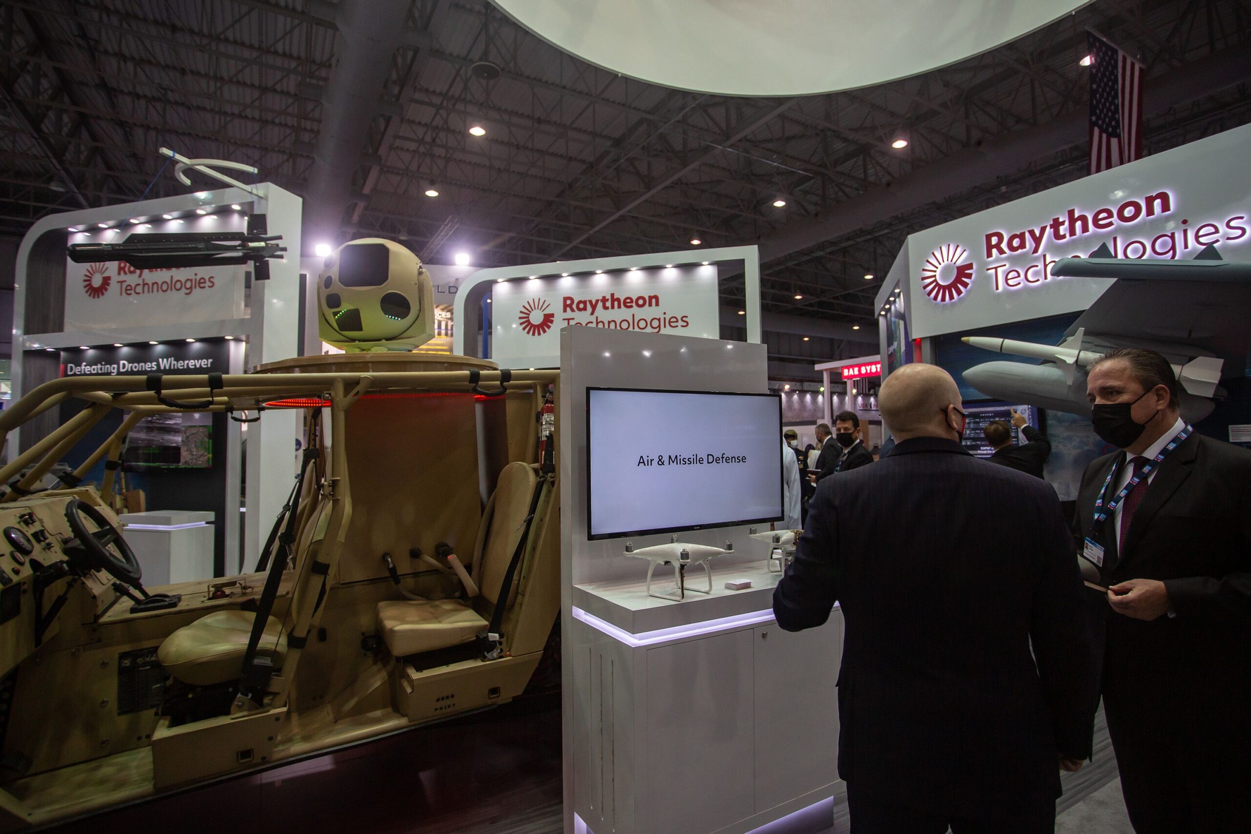Raytheon Technologies showcase their Air and Missile Defense System at the Dubai Airshow 2021 on November 14, 2021 in Dubai, United Arab Emirates.