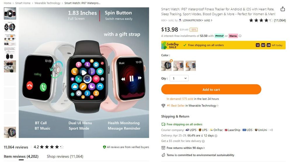 Temu Smart Watch