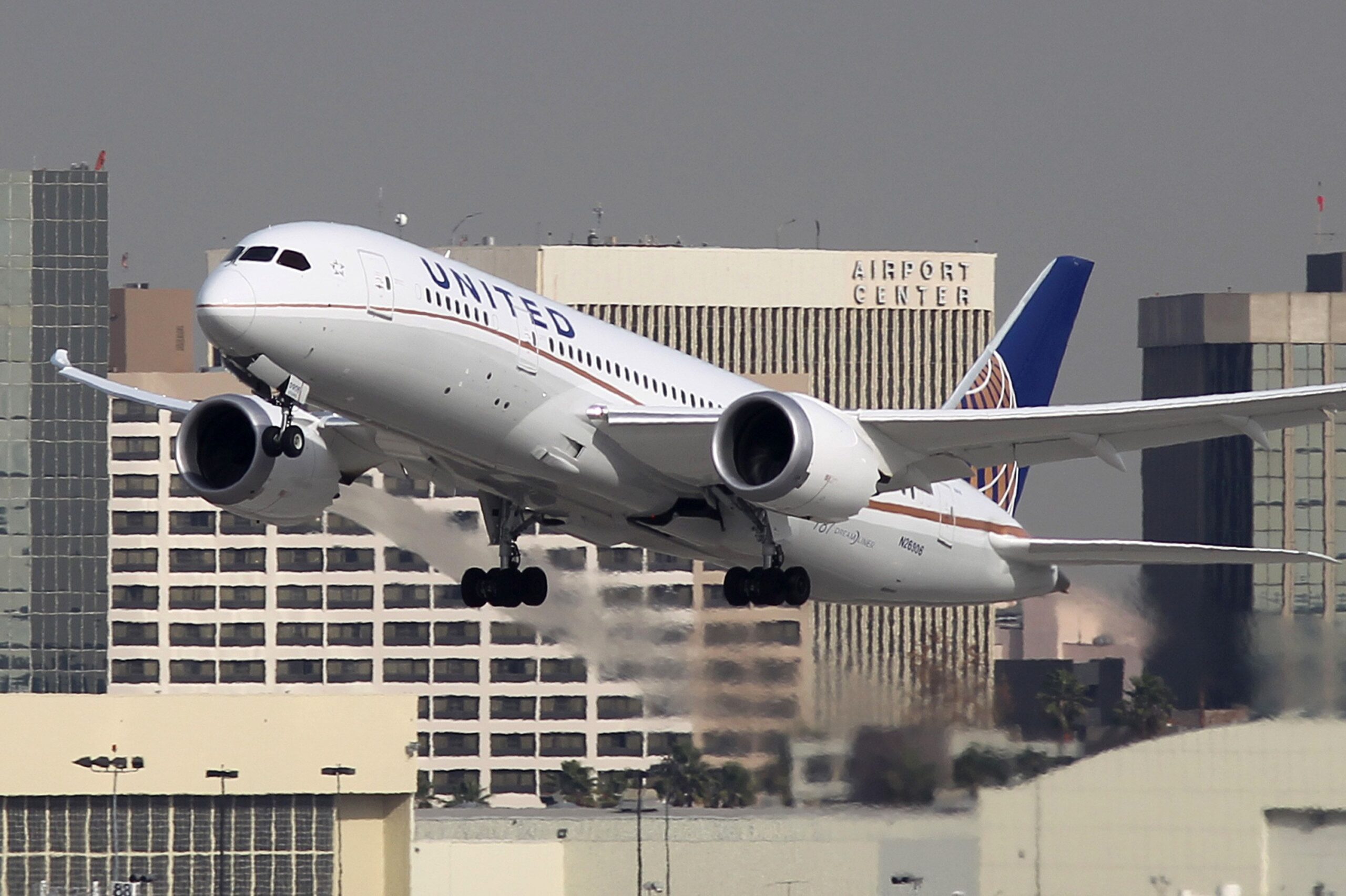 A Boeing 787 Dreamliner operated by United Airlines takes off at Los Angeles International Airport (LAX) on January 9, 2013 in Los Angeles, California.