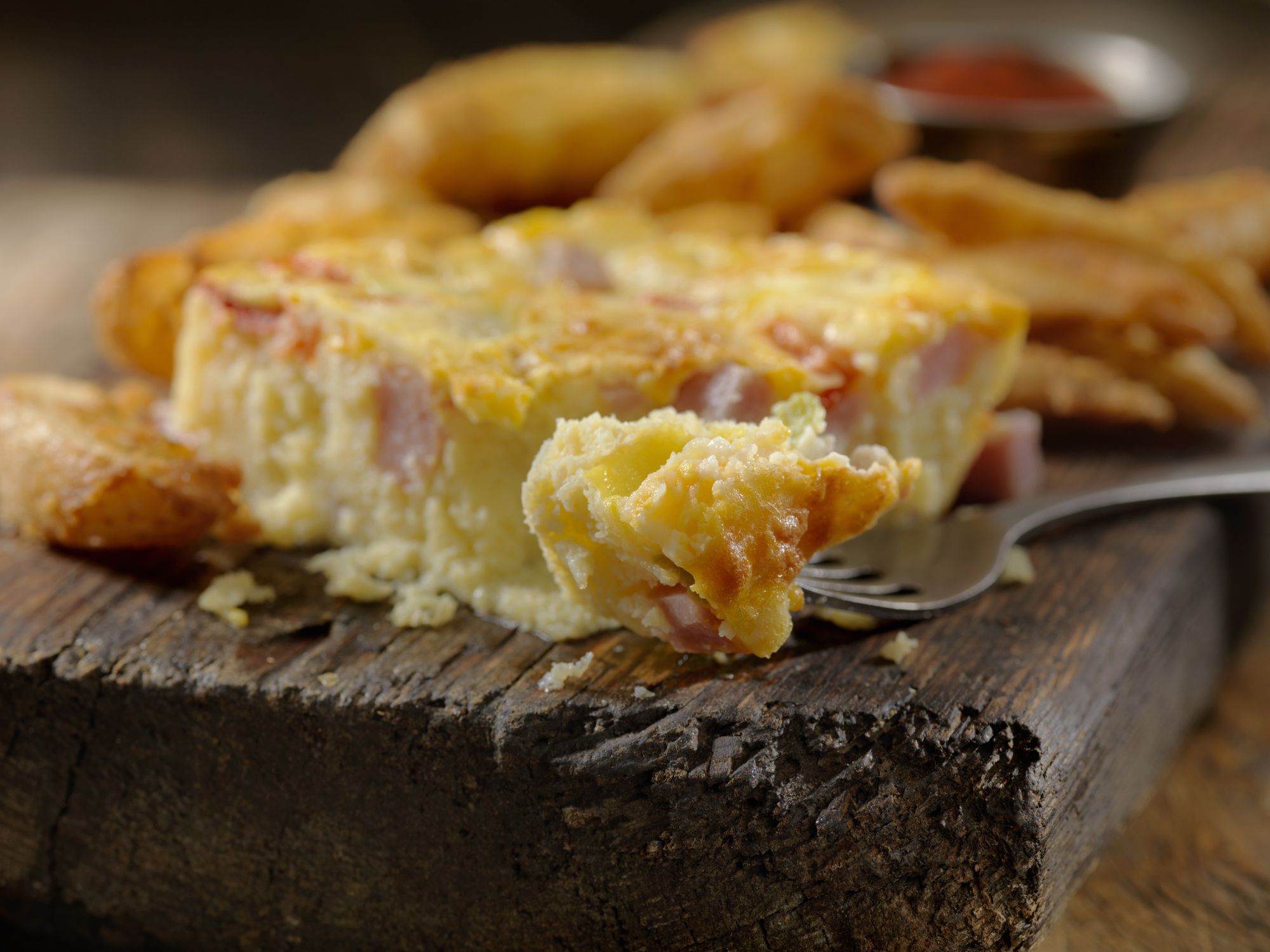 Western Frittata with Home Fries, Ham, Peppers and Cheddar Cheese