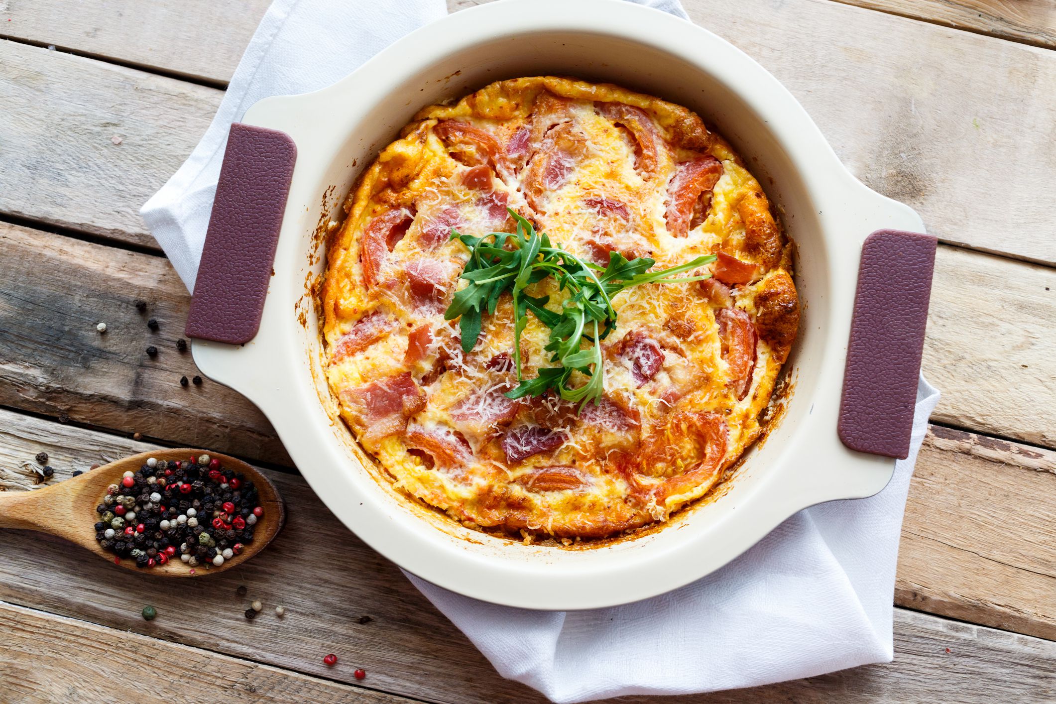 Baked eggs with bacon homemade