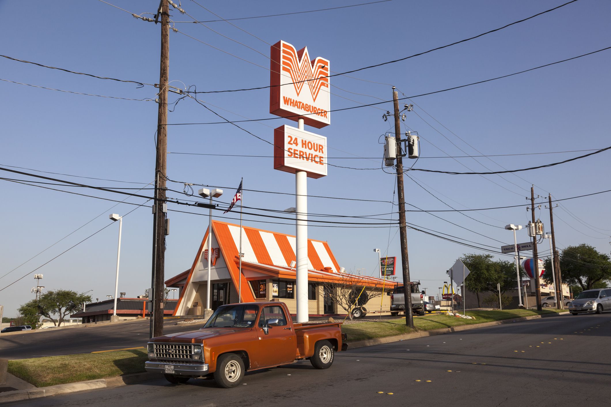 Fort Worth, Tx, USA - April 6, 2016: American fast food chain restaurant Whataburger in Fort Worth, Texas, United States