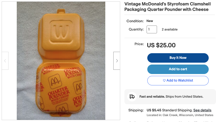 Quarter Pounder with Cheese container eBay Auction