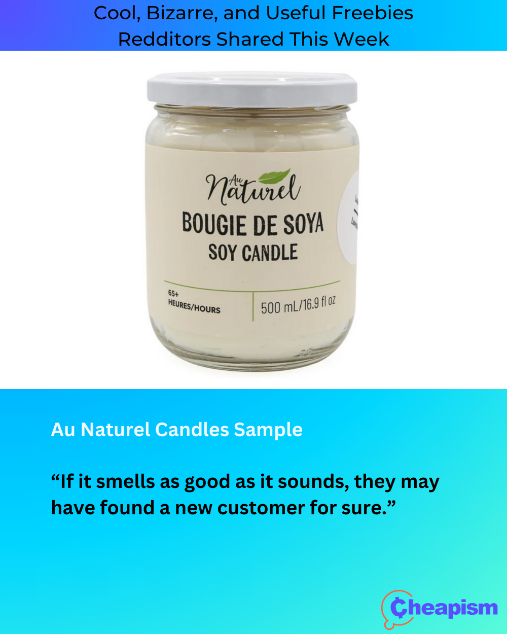 Au Naturel Soy Candles, Large Soy Candle