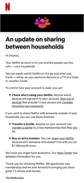 Netflix Password-Sharing Crackdown Announcement