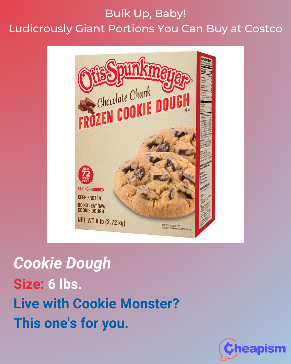 Otis Spunkmeyer Chocolate Chunk Cookie Dough, 6 lbs