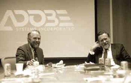 John Warnock (Adobe) and Charles Geschke in 1982 at the foundation of Adobe Systems.