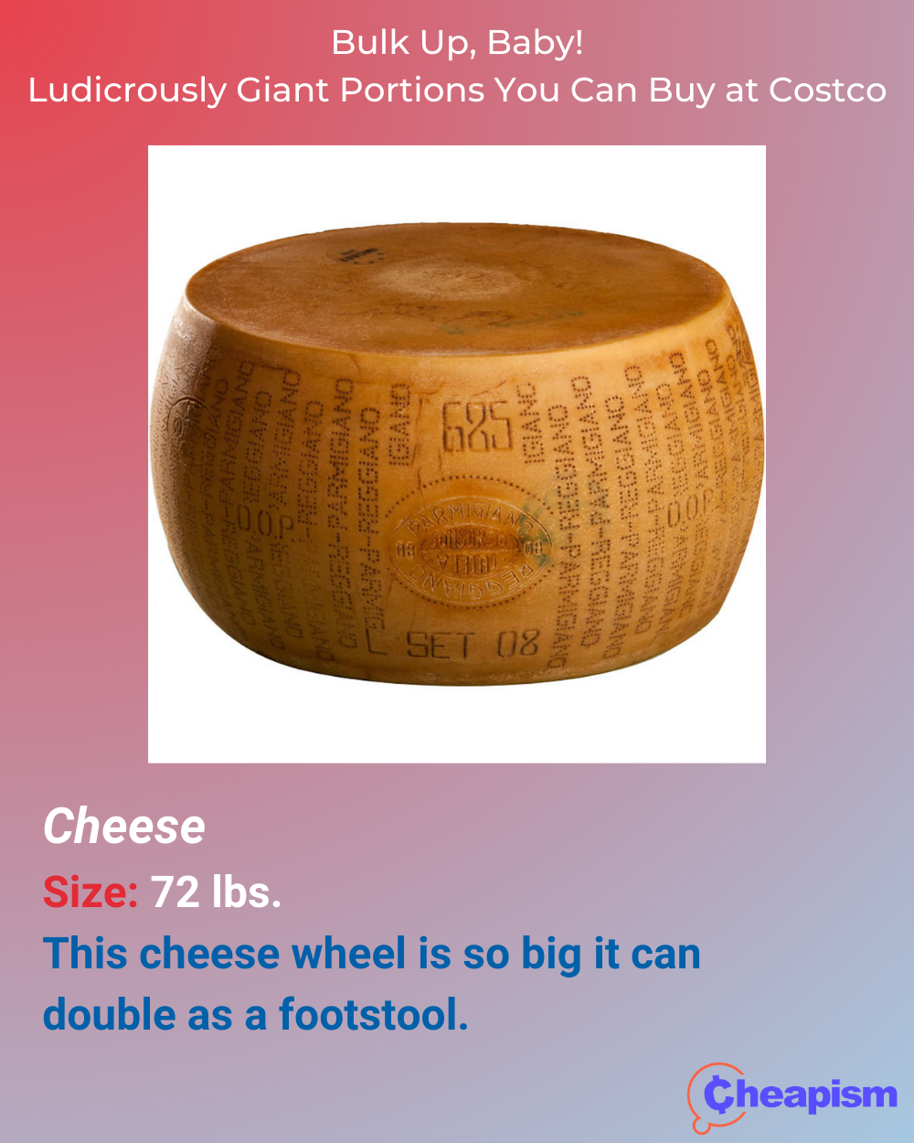 Whole Wheel Parmigiano Reggiano, 72 lbs.