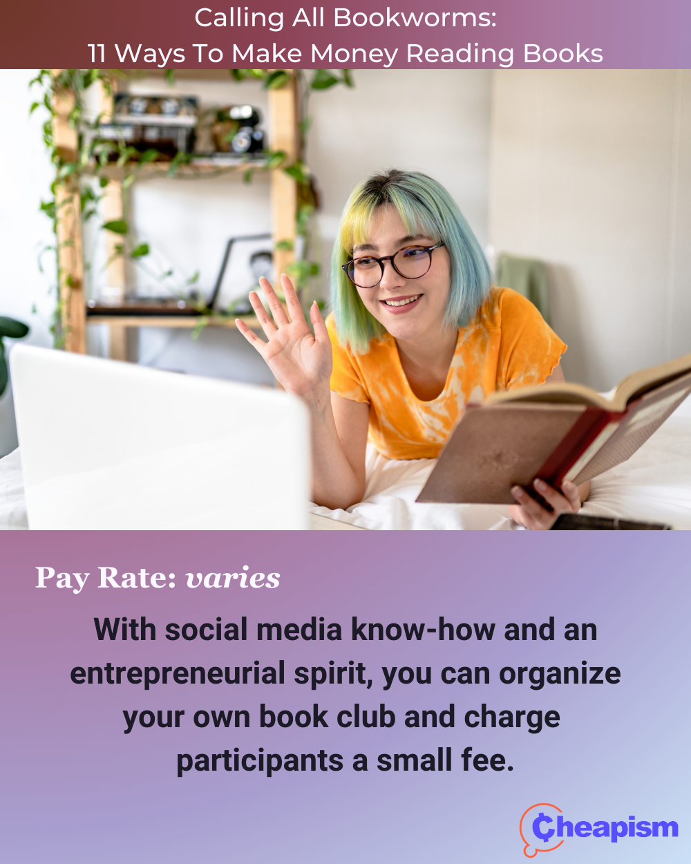 Woman doing a remote book club online