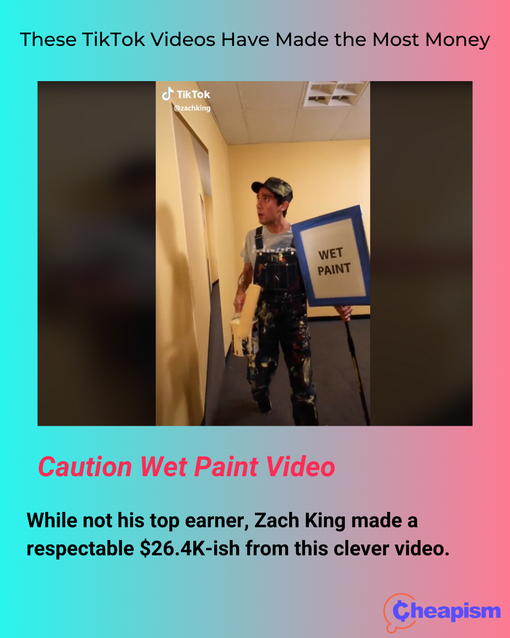 Zach King's Caution Wet Paint Video TikTik Video