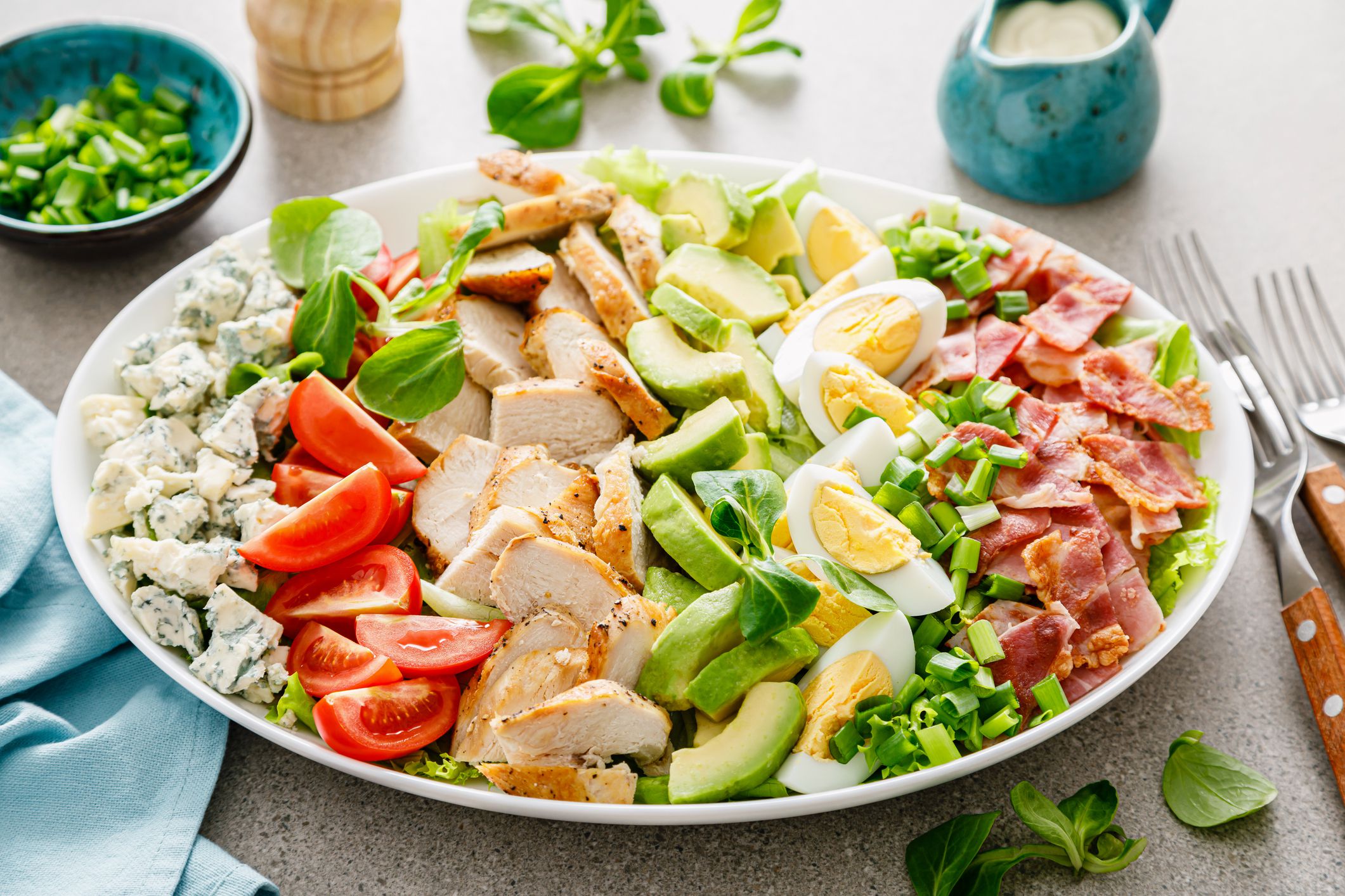 Cobb salad, traditional american cuisine