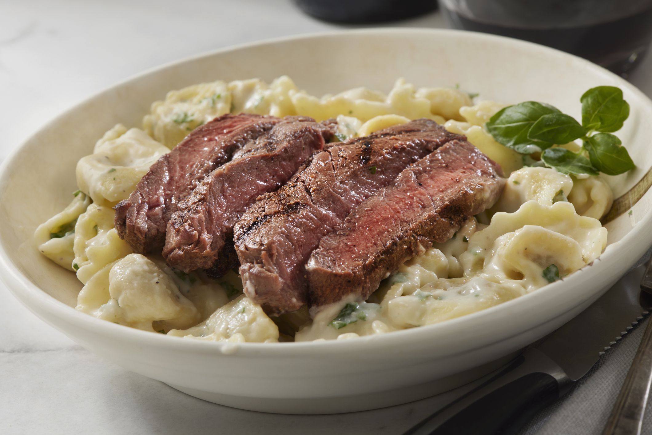 Steak and Truffle Tortellini with Fresh Bread