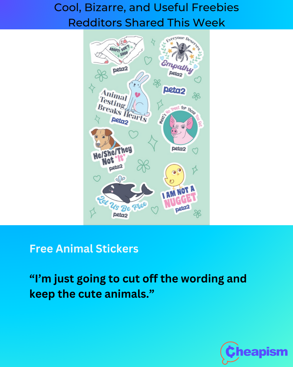 peta2 FREE Animal Rights Stickers