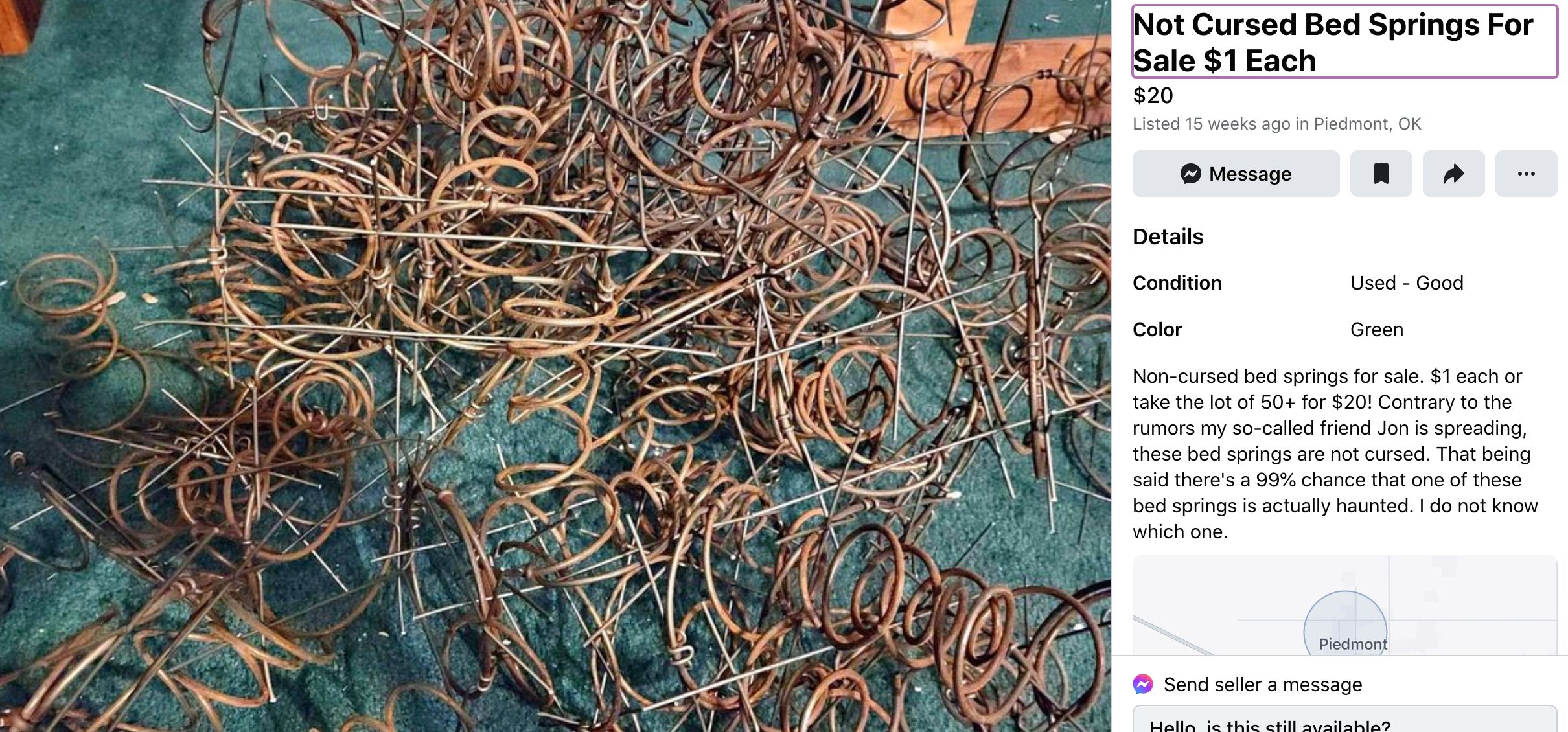 pile of loose bed springs